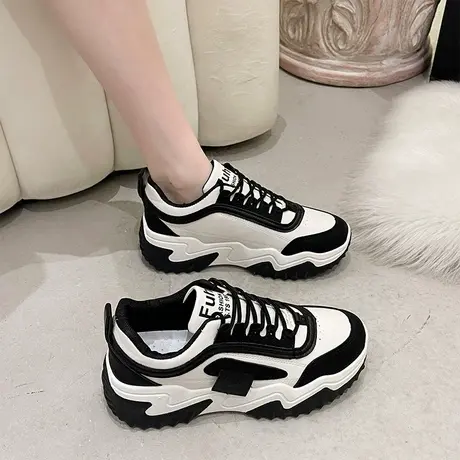 时尚百搭休闲鞋女2024新款女鞋春秋款ins松糕潮厚底老爹鞋运动鞋商品大图