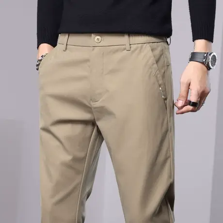 秋冬款卡其色商务小西裤男士休闲长裤直筒宽松冬季2023新款男裤子图片
