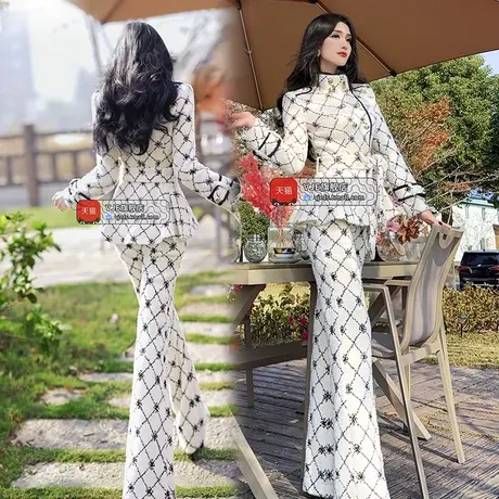 VJE冬季毛绒格纹女装小香风加厚外套2023新款法式软糯暖冬上衣图片