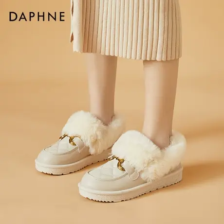 达芙妮白色毛毛鞋女夏季外穿2022新款爆款百搭一脚蹬网红爆款豆豆商品大图