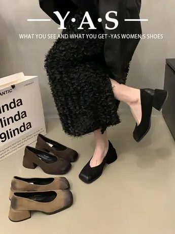 高级感法式高跟鞋玛丽珍鞋秋冬季复古乐福鞋单鞋黑色鞋子韩版女鞋图片