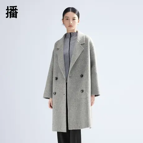 播羊毛中长款翻领毛呢外套女商场同款气质通勤呢子大衣DDR1AD5182图片