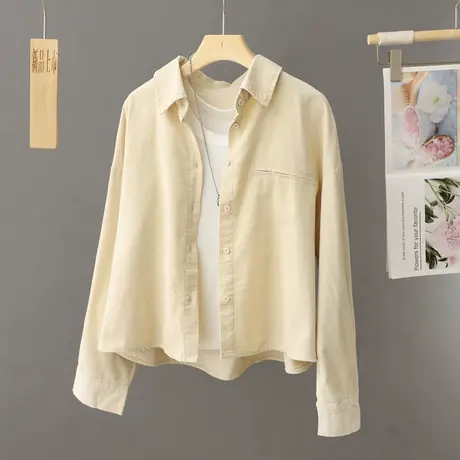 小个子短款衬衫外套女春秋季2024早春新款减龄设计感衬衣洋气上衣图片