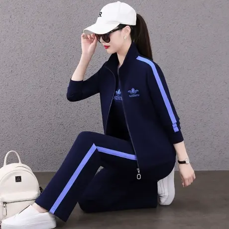 休闲运动套装女春秋2024年新款洋气减龄卫衣外套直筒裤t恤三件套图片