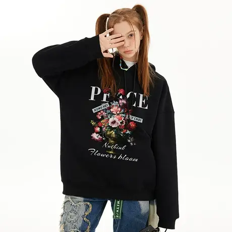 Nuthink美式复古vintage卫衣男冬季潮流高街加肥加大宽松情侣外套商品大图