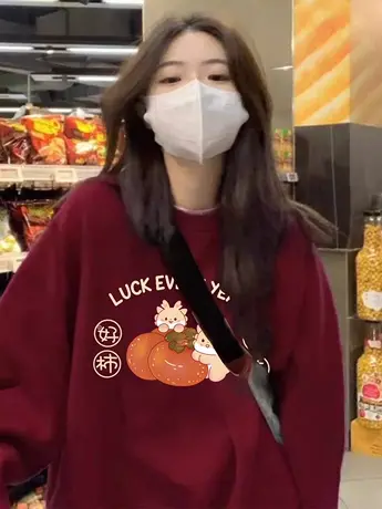 龙年亲子装2024新款加绒圆领卫衣冬ins潮大码港味复古风外套上衣图片