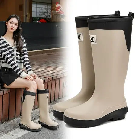 高筒雨鞋女款外穿2024新款网红潮流时尚百搭户外防滑成人软底胶鞋商品大图