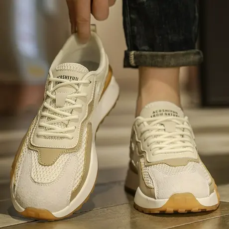 男鞋2024新款春季网面透气休闲阿甘鞋青少年增高运动跑步老爹潮鞋商品大图