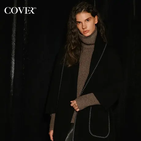COVER2023冬季提花羊毛混纺流苏外套商品大图