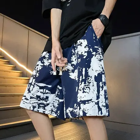 薄款沙滩裤男夏季花短裤居家五分国潮ins宽松大裤衩潮流休闲裤子商品大图