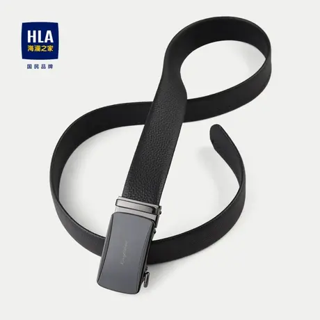 HLA/海澜之家自动扣皮带2024新款压花轧花工艺头层牛皮腰带男商品大图