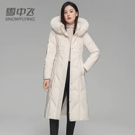 雪中飞羽绒服女2023新款冬季长款过膝大毛领连帽防寒保暖韩版外套图片