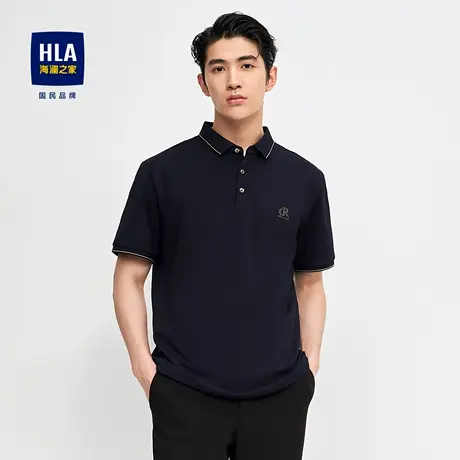 HLA/海澜之家光滑透气短袖POLO衫2023春夏新款丝光工艺上衣男图片