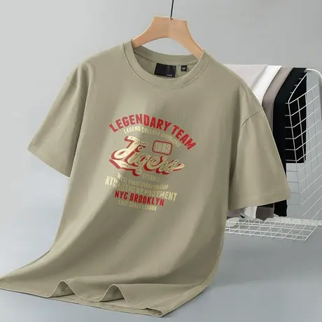 250g重磅纯棉短袖t恤男美式宽松圆领上衣服潮流印花全棉半袖体恤商品大图