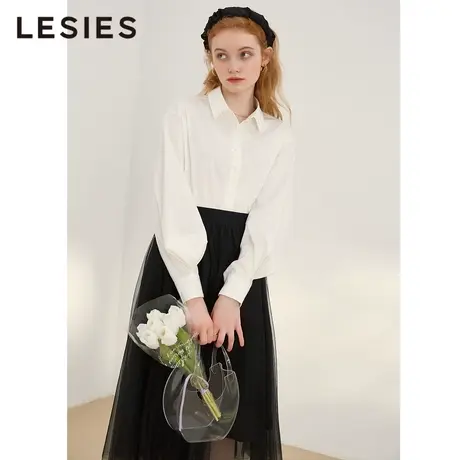 蓝色倾情秋冬季女装新款 白色翻领个性长袖设计感衬衫女小众上衣商品大图