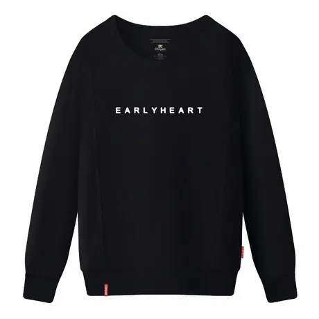 Ohlyah品牌字母印花加绒圆领卫衣厚外套男女大码黑色显瘦百搭简约图片