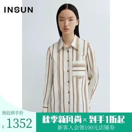 恩裳商场同款春季棉质舒适宽松肌理条纹轻盈通勤衬衫女装商品大图