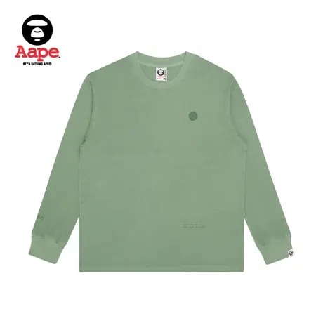 Aape旗舰店男装秋冬字母刺绣猿颜徽章纯色长袖T恤0812XXH商品大图