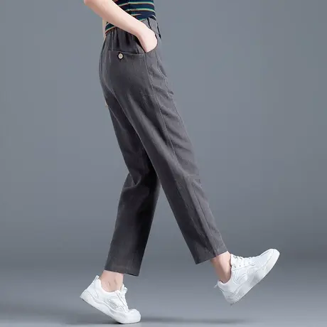 苎麻裤子女夏薄款2023新款大码休闲亚麻棉麻女裤夏季萝卜九分哈伦图片