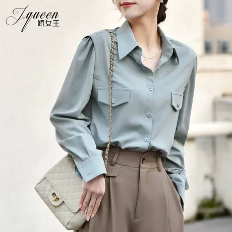雪纺衬衫女士上衣秋季新款百搭时尚通勤轻熟风别致高级感长袖衬衣商品大图