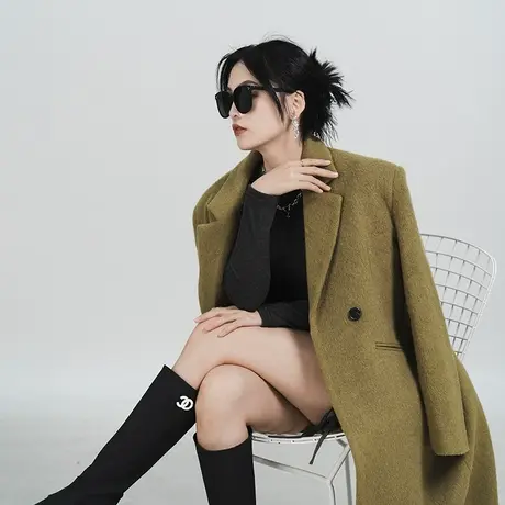 毛呢外套女冬季新款欧货宽肩oversize气质高级感加厚西装呢子大衣商品大图