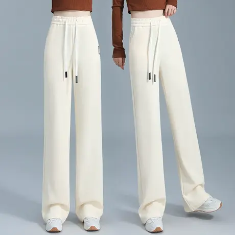 休闲运动裤女春秋2023新款高腰窄版抽绳阔腿裤韩版宽松垂感拖地裤商品大图