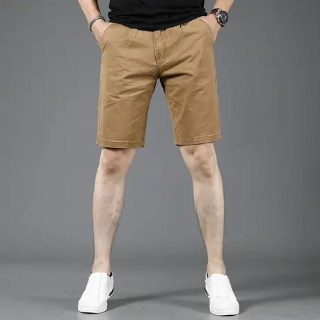 卡其色休闲牛仔短裤男五分裤夏季薄款2023新款修身弹力男士中裤夏商品大图