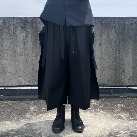 设计感小众山本耀司暗黑风格裙裤男女春夏新款宽松九分阔腿裤个性商品大图
