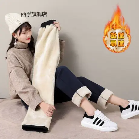棉裤女外穿宽松冬季加绒裤子女直筒加厚羊羔绒卫裤保暖休闲运动裤图片