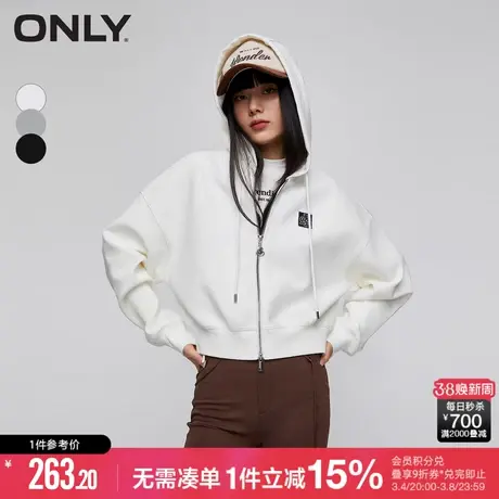 ONLY秋季潮流休闲百搭落肩连帽开衫短款卫衣女|12339R001商品大图