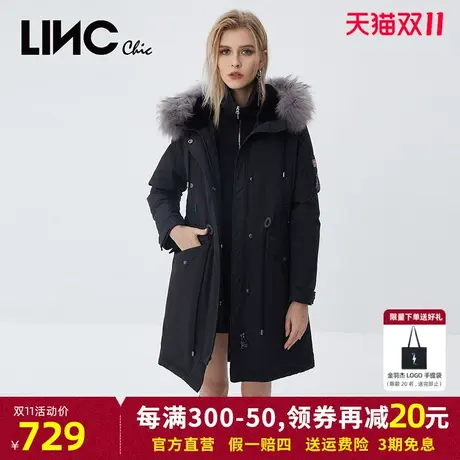 商场同款LINC金羽杰羽绒服女2023年冬季新款中长款反季断码羽绒服商品大图