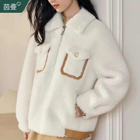 茵曼小香风短款外套女2023年冬季新款小个子保暖宽松棉衣棉服上衣图片
