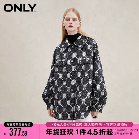 ONLY2023冬季新款简约休闲百搭宽松翻领满印外套女|123436007商品大图