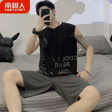 男士睡衣男款夏季 莫代尔 背心无袖短裤男式青少年炫酷家居服夏款图片