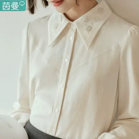 茵曼官方旗舰店法式长袖白衬衣女2024新款衬衫上衣春秋冬打底外穿图片