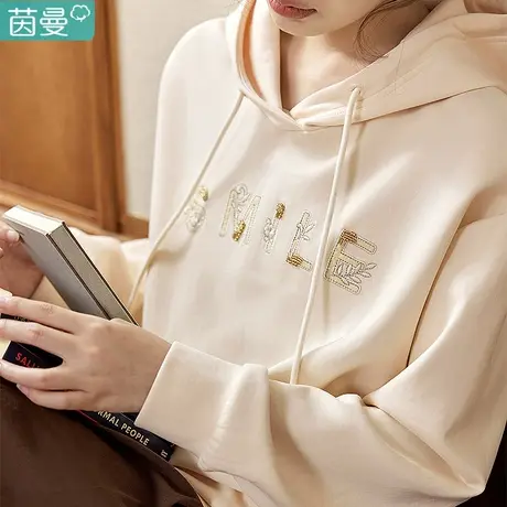 茵曼连帽欧货卫衣外套女士2024新款宽松上衣运动小个子短款春秋季图片
