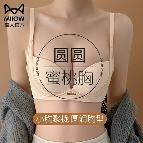 猫人内衣女聚拢小胸秋冬蜜桃漫画胸收副乳提拉半杯显大无痕文胸罩图片