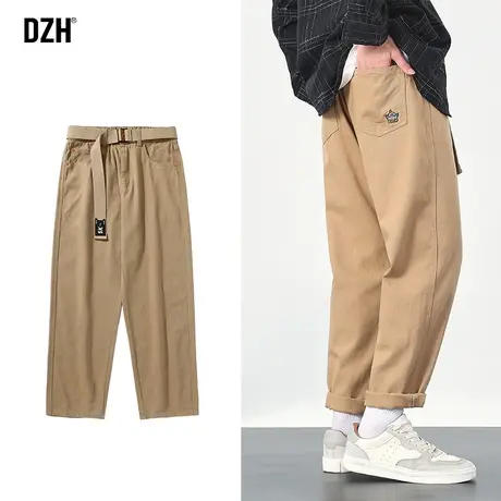 男士卡其色工装裤潮牌男纯棉休闲裤男款秋季裤子直筒宽松男裤长裤商品大图