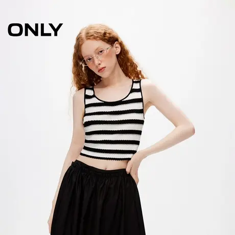 ONLY奥莱夏季简约百搭条纹圆领修身背心针织衫女商品大图