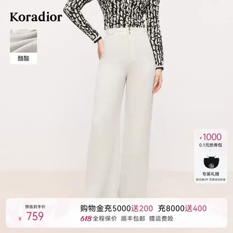 koradior珂莱蒂尔2025年春季新款商务通勤百搭醋酸直筒休闲长裤女商品大图