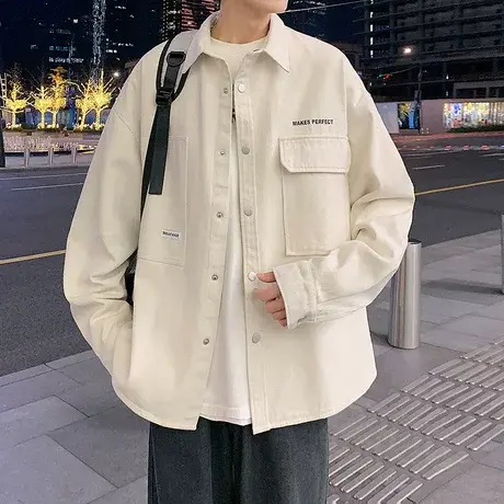 男士衬衫夹克春季高品质青少年初秋工装防晒外套日系休闲薄款夏装图片
