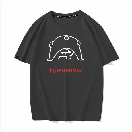秀洛tomorrow明天见卡通熊短袖T恤男女T恤打底衫半袖衣服宽松纯棉商品大图