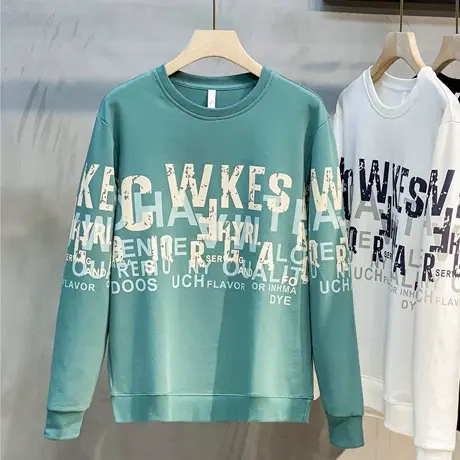 字母印花卫衣男秋季宽松潮流百搭打底衫男士长袖T恤圆领上衣外套商品大图