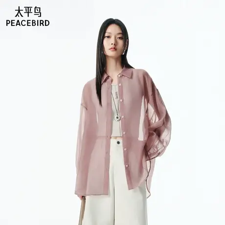 【商场同款】太平鸟25秋季新款欧根纱肌理感长袖衬衫女A1CAF3P11图片
