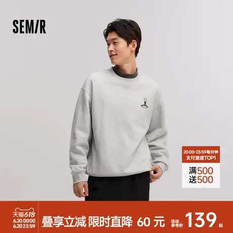 [商场同款]森马史努比系列卫衣男2024冬季新款印花情侣装宽松时尚图片