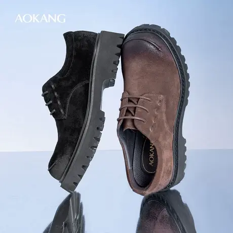 AOKANG奥康春季新款商务休闲皮鞋男工装舒适耐磨透气单鞋商品大图