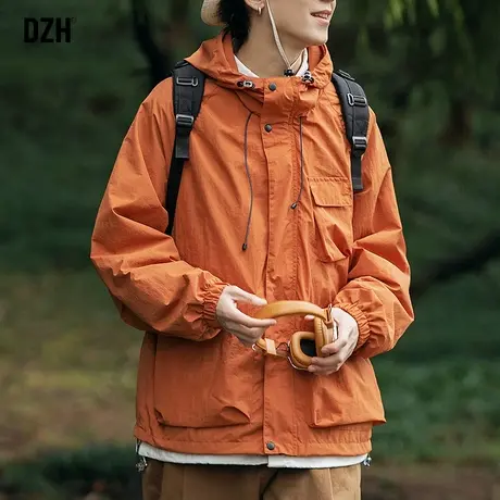 男士户外冲锋衣男款工装外套男春秋款橘色上衣春装新款情侣装衣服商品大图