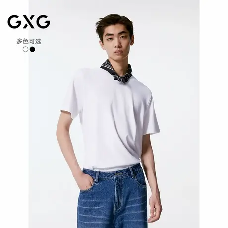 【X】GXG男装多色撞色领口年轻时尚圆领短袖T恤24秋G24X443121商品大图