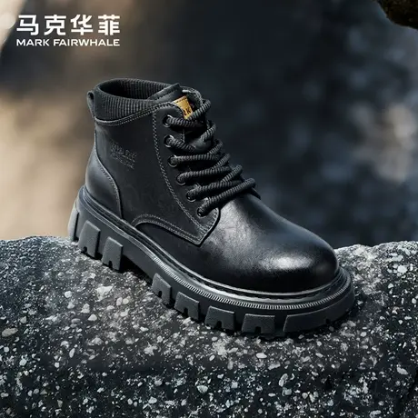 马克华菲马丁靴男士2025新款高帮英伦男靴增高耐磨工装靴百搭男靴商品大图