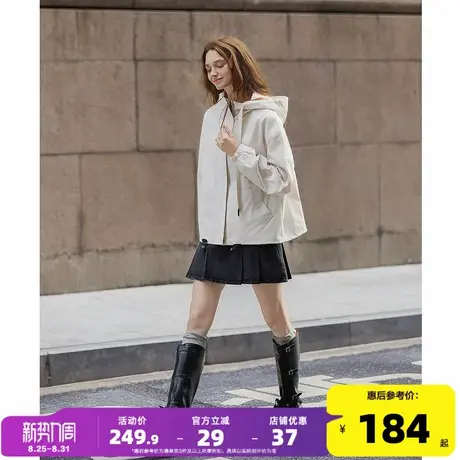 唐狮2025春秋季外套女短款小个子女连帽酷飒风小众时尚设计感商品大图